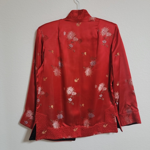 Vintage Solz Squirrel silk reversible Blazer with Floral Embroidery - Picture 3 of 3